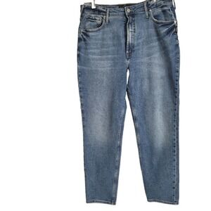 Silver Mom Jeans size W33 L29 denim pockets ribcage tapered recycled